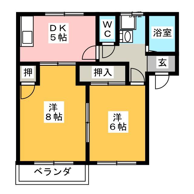 メゾンフレグランス(2DK/1階)の間取り写真