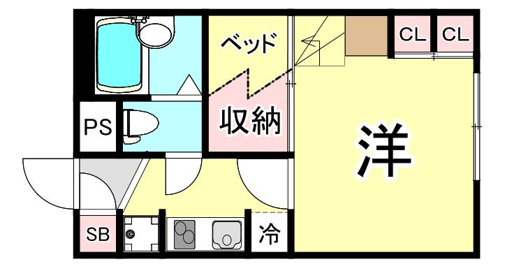 レオパレスライトハウス上田(1K/2階)の間取り写真