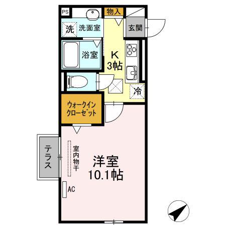 リブフラット(1K/1階)の間取り写真
