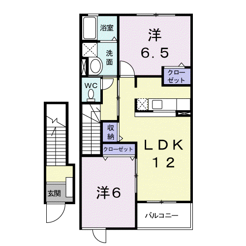 クレメントE(2LDK/2階)の間取り写真