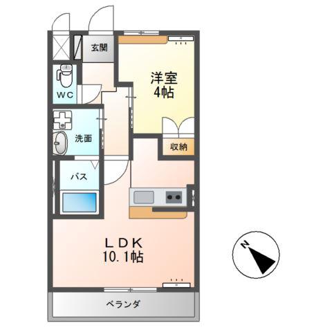フレシア II(1LDK/2階)の間取り写真