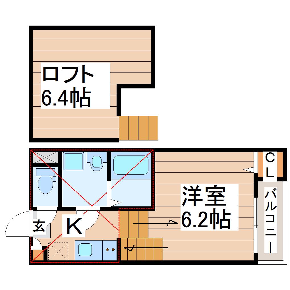 ハーモニーテラス長町IV(1K/1階)の間取り写真