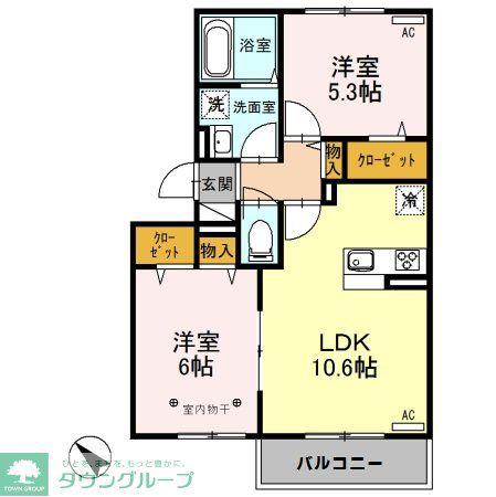 GEMINI(2LDK/3階)の間取り写真