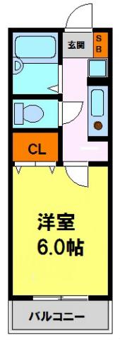 アムール花屋敷(1K/2階)の間取り写真