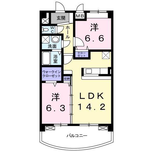 プライムスクエア(2LDK/5階)の間取り写真