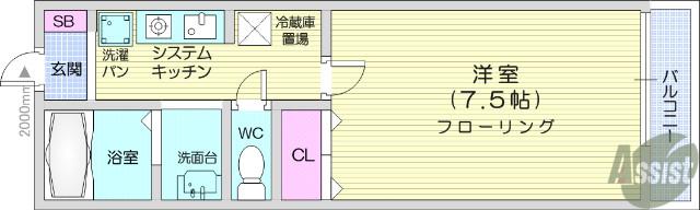 メゾンパークみずほ台(1K/2階)の間取り写真