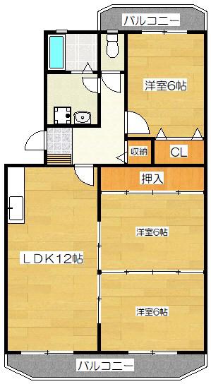 ステータス国分(3LDK/1階)の間取り写真
