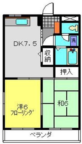 スカイコート21(2DK/2階)の間取り写真