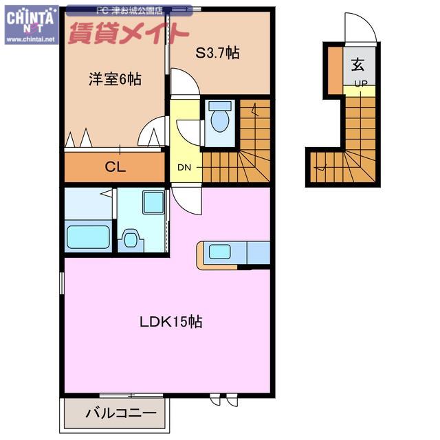 ライフプラン 長岡 B(1SLDK/2階)の間取り写真