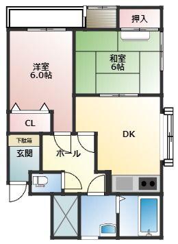 ステイツマンション泉町(2DK/3階)の間取り写真