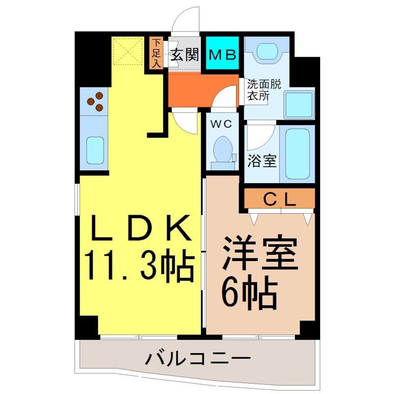 プレサンス泉シティアーク(1LDK/11階)の間取り写真