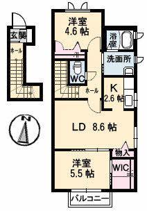 ヴァンベールM(2LDK/2階)の間取り写真