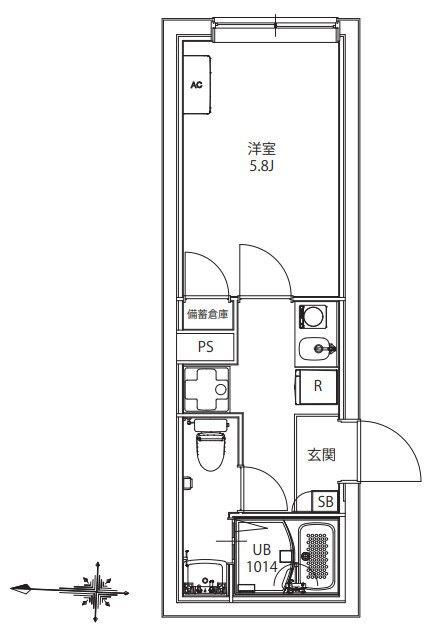 CITYWALK御殿山GRANDE(1K/B1階)の間取り写真