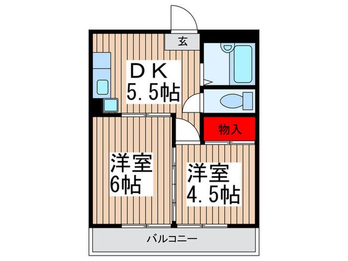 サンライズAM(2DK/2階)の間取り写真