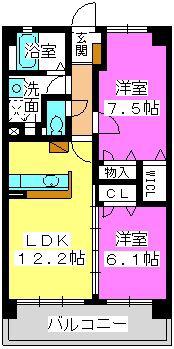 RESIAS DAZAIFU BLDG(2LDK/2階)の間取り写真