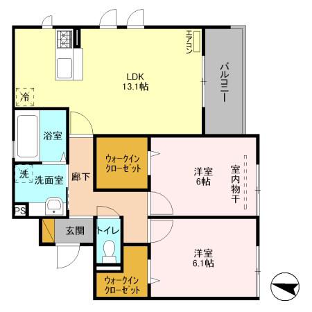 GRACE SQUARE(2LDK/2階)の間取り写真