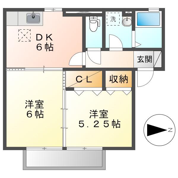 コンフォール(2DK/1階)の間取り写真