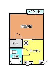 ベルソル(1K/2階)の間取り写真