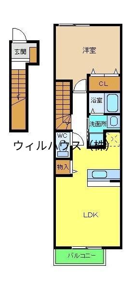 ウルー アンジュⅠ(1LDK/2階)の間取り写真