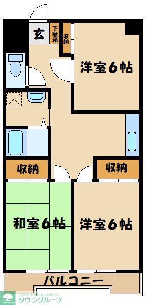 サンハイム座間(2LDK/5階)の間取り写真