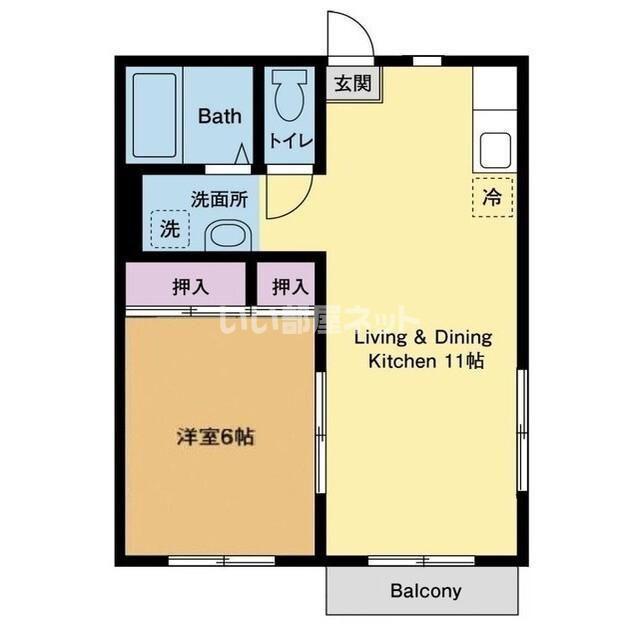 RIMOA厚木及川(1LDK/2階)の間取り写真