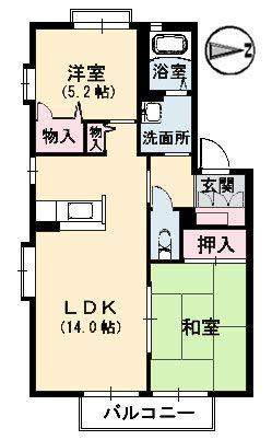 グリーンヒル(2LDK/2階)の間取り写真