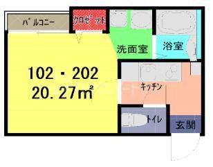 アークプレイス蓮沼(1K/2階)の間取り写真