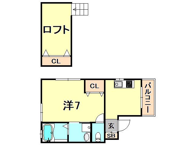 宝勝ハイツ(1K/3階)の間取り写真