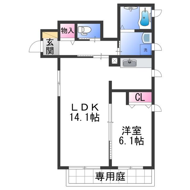 シャーメゾン黒田(1LDK/1階)の間取り写真