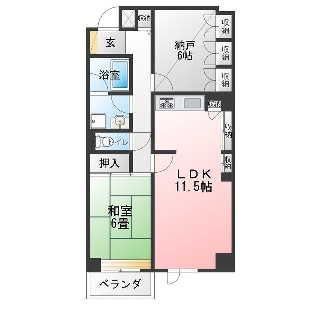 サファーレ中川(1SLDK/5階)の間取り写真