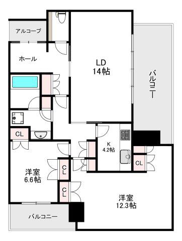 グラングリーン大阪 THE ノース RESIDENCE(2LDK/24階)の間取り写真