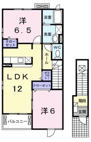 ノートル・レーヴB(2LDK/2階)の間取り写真