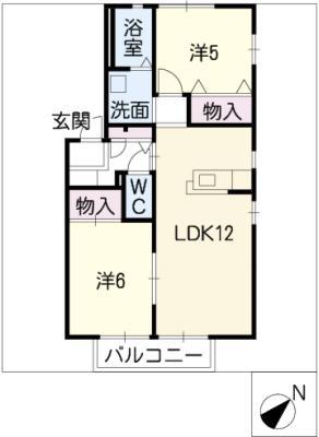 ステラサカエA棟(2LDK/2階)の間取り写真