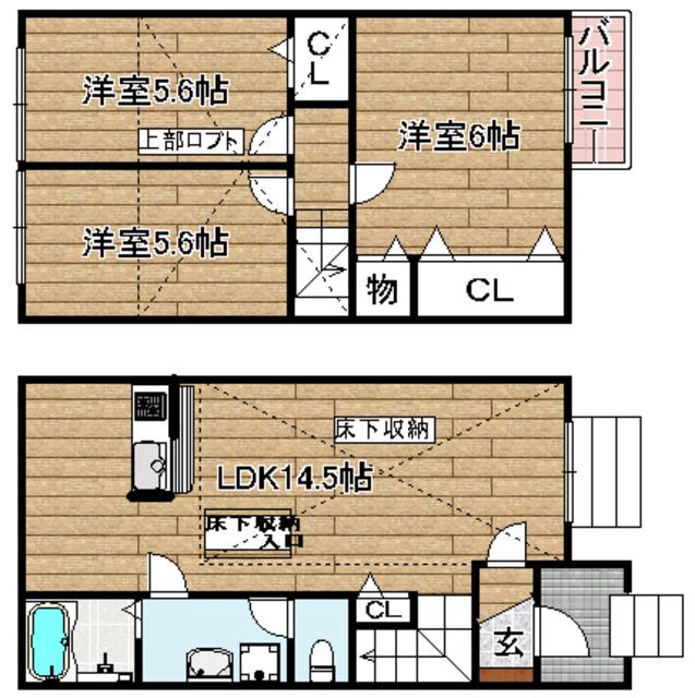 シャンベール芝生(3LDK/2階)の間取り写真
