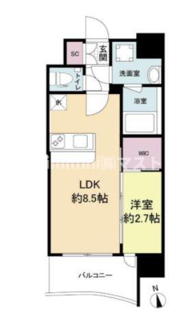 セレニテ福島プリエ(1LDK/15階)の間取り写真