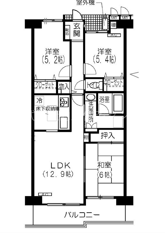 スクエア鷺宮(3LDK/2階)の間取り写真