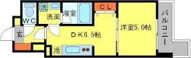 BRAVI南堀江(1DK/3階)の間取り写真
