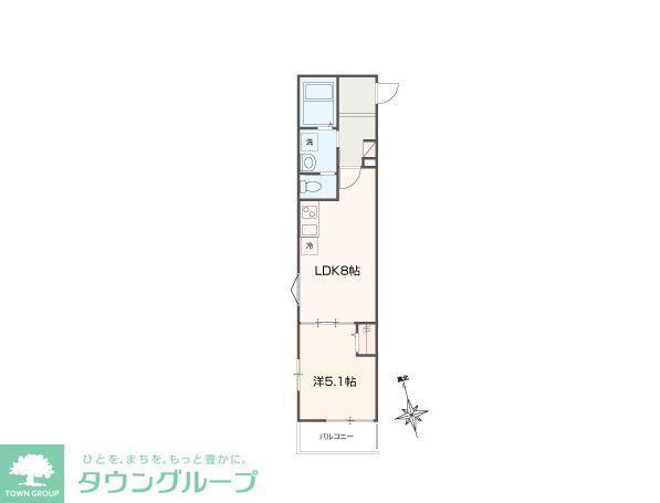 MELLAS川口(1LDK/2階)の間取り写真