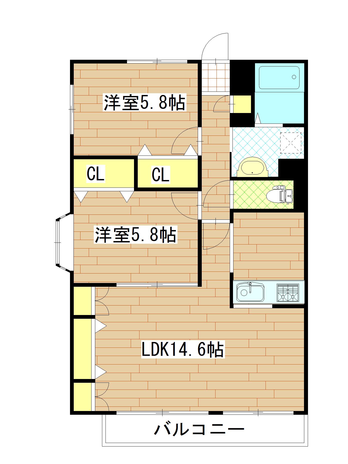 ロータス仙台中央(2LDK/8階)の間取り写真