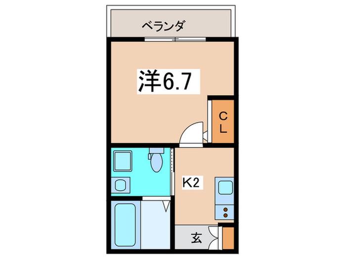 中新田A号棟(1K/1階)の間取り写真