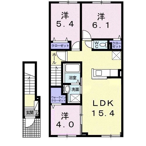 ヒカルサ 苫小牧 ウエスト(3LDK/2階)の間取り写真