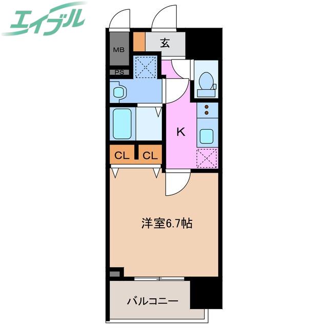 S-RESIDENCE四日市駅前COULEUR(1K/3階)の間取り写真