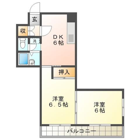 浜野ビル(2DK/3階)の間取り写真