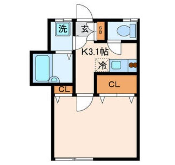 エスポア(1K/2階)の間取り写真