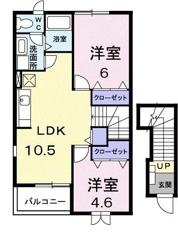 セントラルガーデン(2LDK/2階)の間取り写真