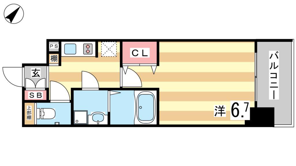 レジュールアッシュ神戸元町(1K/5階)の間取り写真