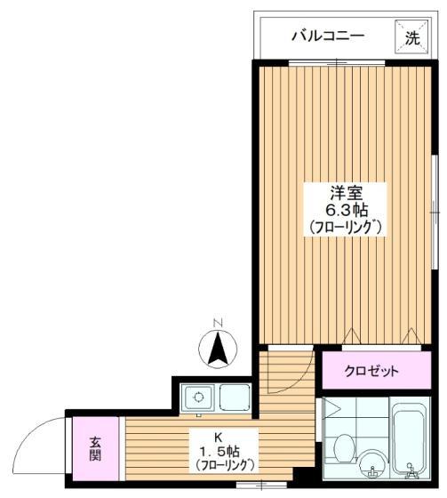 コーポミモザ(1K/2階)の間取り写真