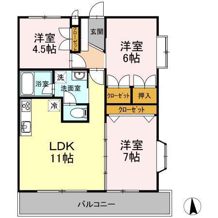 ラーバンハイツ(3LDK/1階)の間取り写真