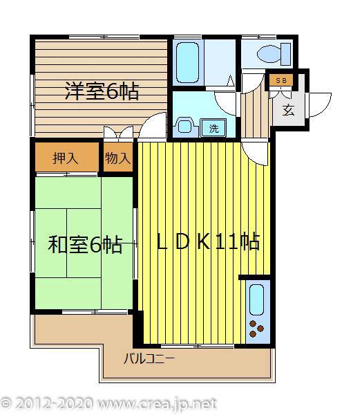 グリーンクレスト(2LDK/3階)の間取り写真