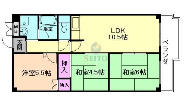 レクシア北条(3LDK/2階)の間取り写真